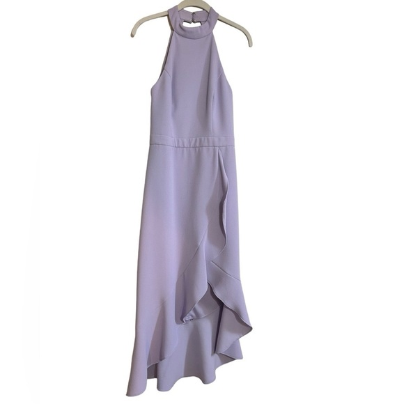 Aqua Dresses & Skirts - Aqua Formal Womens Lavender Midi Dress Halter Neck Open Back Ruffle Skirt Size 6